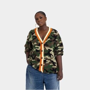 KBB KAHLANA Target XXL Extra Extra Large The Slouchy Cardigan Olive Camo Sweater